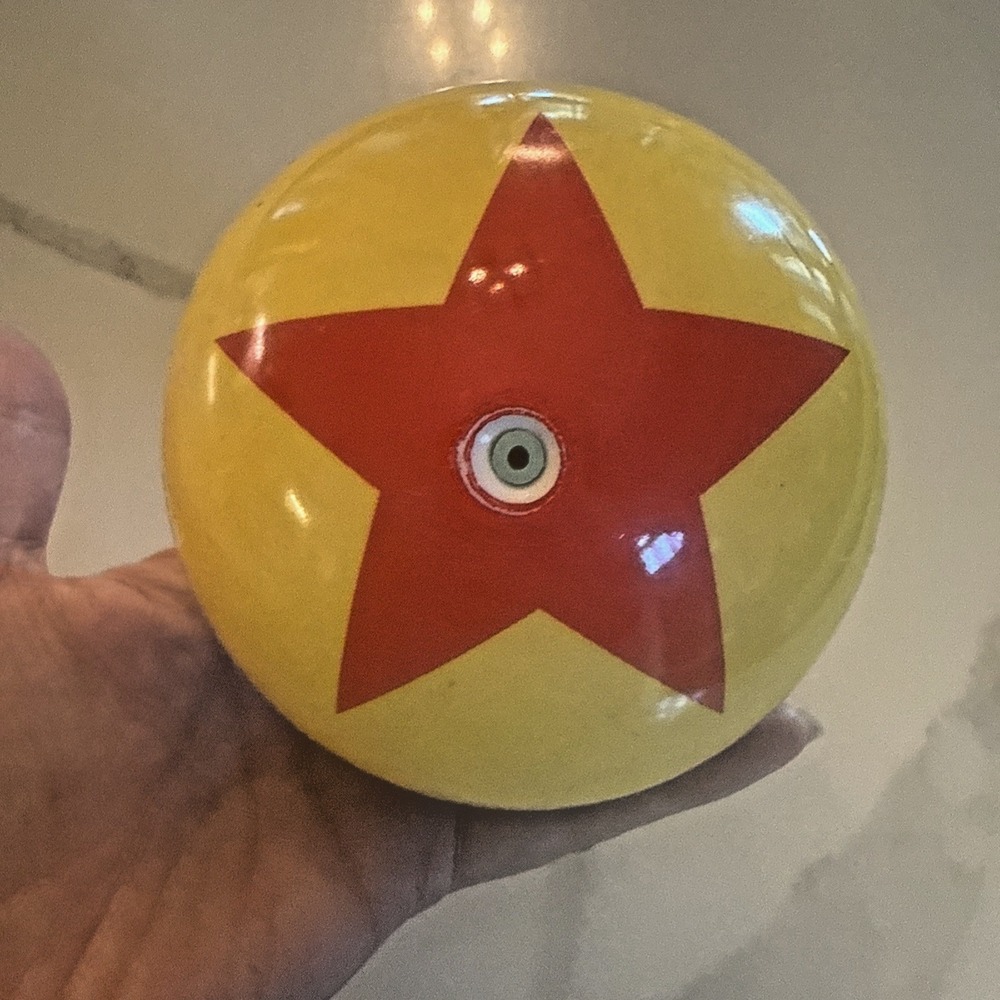 Disney Pixar Studio Store Toy Story Luxo Ball Yellow Red Star Blue Stripe Toy 4" - Picture 7 of 9